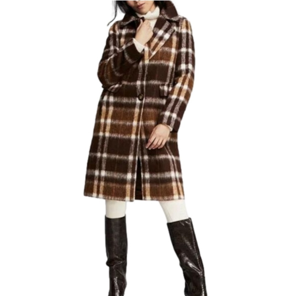 Calvin Klein Brown Plaid Coat